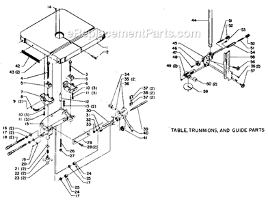 Page A Diagram and Parts List for 28-300 Type 1 Delta Band Saw