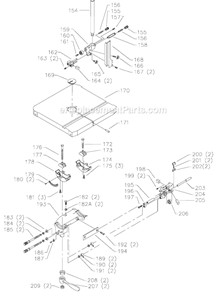 Page C Diagram and Parts List for 28-348F Type 1 Delta Band Saw