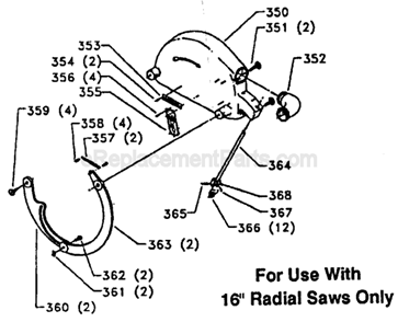 Page D Diagram and Parts List for 33-402 Type 1 Delta Chop Saw