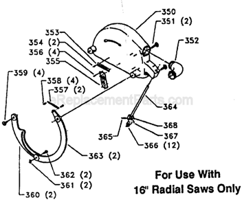 Page D Diagram and Parts List for 33-410 Type 1 Delta Chop Saw