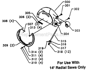 Page C Diagram and Parts List for 33-411 Type 1 Delta Chop Saw
