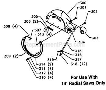 Page C Diagram and Parts List for 33-420 Type 1 Delta Chop Saw