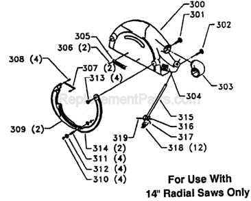 Page C Diagram and Parts List for 33-421 Type 1 Delta Chop Saw