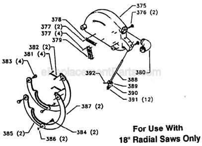 Page E Diagram and Parts List for 33-422 Type 1 Delta Chop Saw