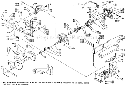 Page A Diagram and Parts List for 34-010 Type 1 PRIOR TO S/N FD-6575 Delta Miter Saw