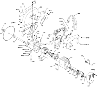Page B Diagram and Parts List for 34-080 Type 1 Delta Miter Saw