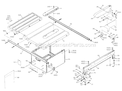 Page A Diagram and Parts List for 34-388 Type 1 Delta Table Saw