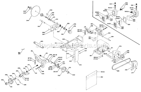 Page B Diagram and Parts List for 34-400 Type 1 Delta Table Saw