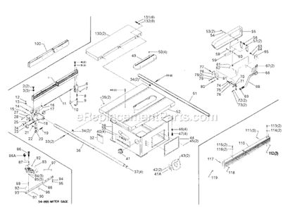 Page A Diagram and Parts List for 34-426 Type 1 Delta Table Saw