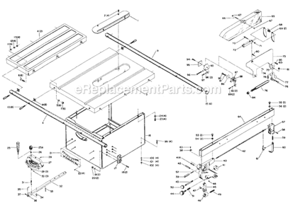 Page A Diagram and Parts List for 34-445 Type 1 Delta Table Saw