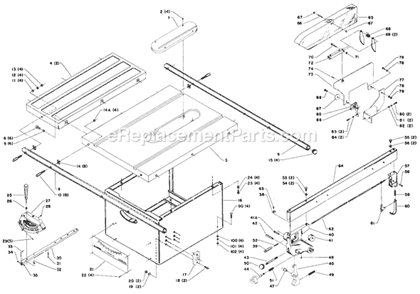 Page A Diagram and Parts List for 34-445 Type 2 Delta Table Saw
