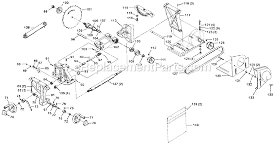 Page B Diagram and Parts List for 34-621 Type 1 Delta Table Saw