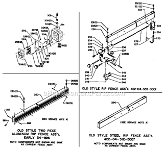 Page C Diagram and Parts List for 34-761 Type 1 Delta Table Saw