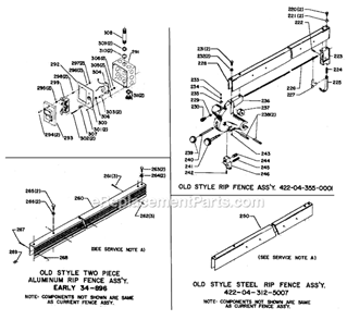 Page C Diagram and Parts List for 34-763 Type 1 Delta Table Saw