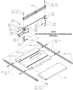 Page D Diagram and Parts List for 34-764 Type 4 Delta Table Saw
