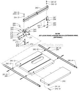 Page C Diagram and Parts List for 34-778 Type 1 Delta Table Saw