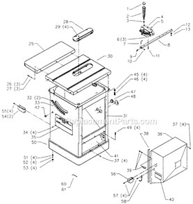 Page A Diagram and Parts List for 34-781 Type 4 Delta Table Saw