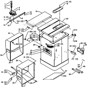 Page A Diagram and Parts List for 34-782L Type 1 Delta Table Saw