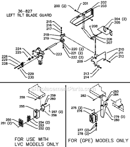 Page C Diagram and Parts List for 34-782L Type 1 Delta Table Saw