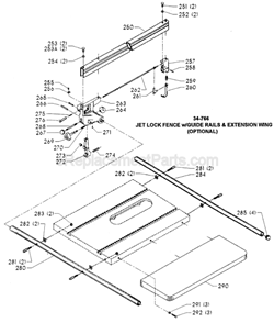 Page C Diagram and Parts List for 34-783 Type 3 Delta Table Saw