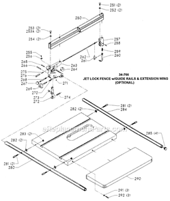 Page C Diagram and Parts List for 34-784 Type 3 Delta Table Saw