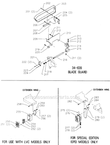 Page C Diagram and Parts List for 34-784 Type 4 Delta Table Saw