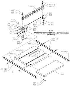 Page D Diagram and Parts List for 34-784 Type 4 Delta Table Saw