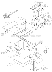 Page A Diagram and Parts List for 34-814 Type 3 Delta Table Saw