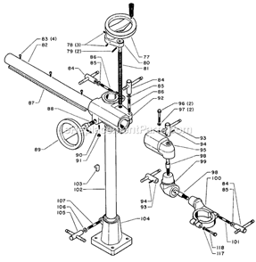 Page A Diagram and Parts List for 34-990 Type 1 Delta Tool Stand & Cart