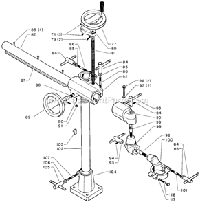 Page A Diagram and Parts List for 34-996 Type 1 Delta Tool Stand & Cart