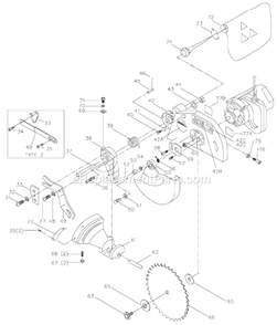 Page B Diagram and Parts List for 36-040 Type 1 Delta Miter Saw