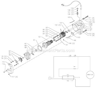 Page C Diagram and Parts List for 36-040 Type 1 Delta Miter Saw