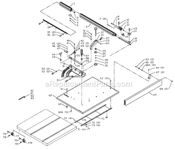 Page A Diagram and Parts List for 36-205  Delta Miter Saw