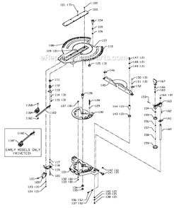 Page B Diagram and Parts List for 36-250 Type 1 Delta Miter Saw
