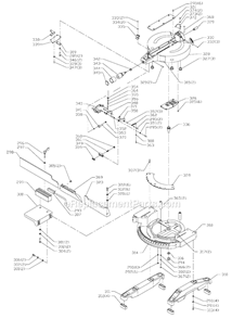 Page B Diagram and Parts List for 36-255L Type 1 Delta Miter Saw