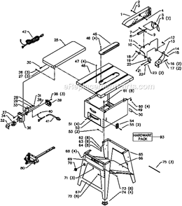 Page A Diagram and Parts List for 36-431 Type 1 Delta Table Saw
