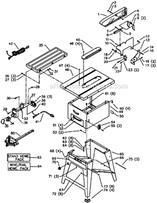 Page A Diagram and Parts List for 36-450 Type 1 Delta Table Saw