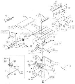 Page A Diagram and Parts List for 36-455 Type 1 Delta Table Saw