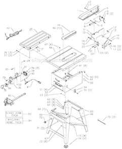 Page A Diagram and Parts List for 36-465 Type 1 Delta Table Saw