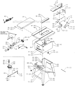 Page A Diagram and Parts List for 36-475 Type 1 Delta Table Saw