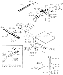 Page C Diagram and Parts List for 36-475 Type 1 Delta Table Saw