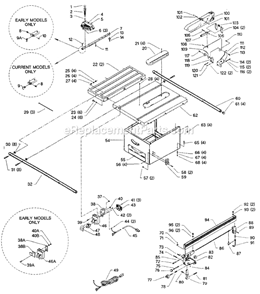 Page A Diagram and Parts List for 36-480 Type 1 Delta Table Saw