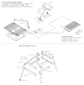 Page D Diagram and Parts List for 36-540 Type 4 Delta Table Saw