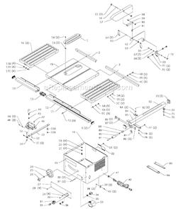 Table and Base Assembly Diagram and Parts List for 36-600 Type 1 Delta Table Saw