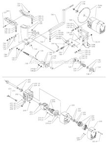 Motor and Support Assembly Diagram and Parts List for 36-600 Type 1 Delta Table Saw