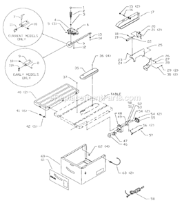 Page A Diagram and Parts List for 36-640 Type 1 Delta Table Saw