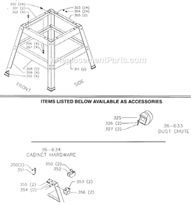 Page D Diagram and Parts List for 36-640 Type 1 Delta Table Saw