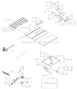 Page A Diagram and Parts List for 36-682 Type 1 Delta Table Saw