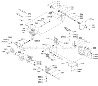Page B Diagram and Parts List for 36-715  Delta Table Saw