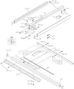 Page A Diagram and Parts List for 36-727 Type 1 Delta Table Saw Accessories
